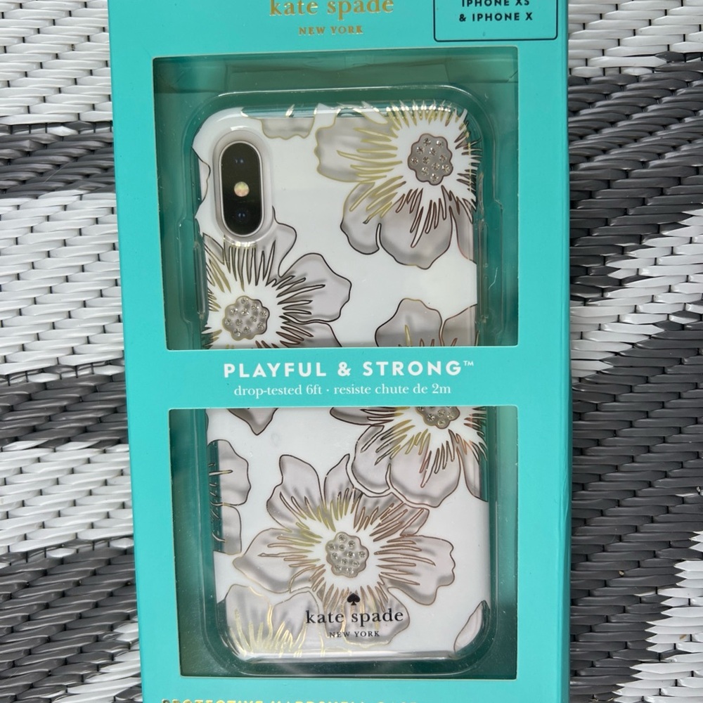 Kate Spade White and Gold Floral iPhone Case
